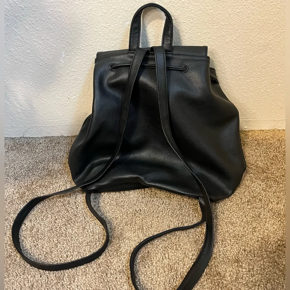 Victoria’s Secret Limited Edition Drawstring Backpack Black Faux Leather 2016